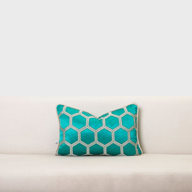 600 x 400 HexaSilk Turquoise Scatter Cushion Cover - DIYGIRLS