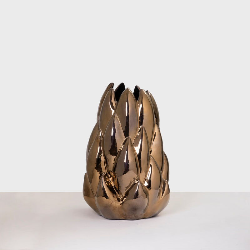 Ceramic Aloe Vase in Metallic Glaze