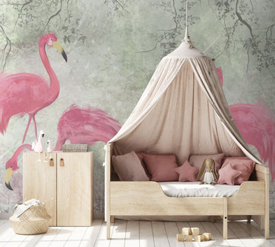 Brushed Flamingo Wall Mural - DIYGIRLS