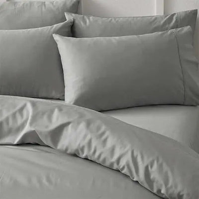 Linen House Elka Bamboo Oxford King Pillowcase 500 Thread Count - Silver - DIYGIRLS