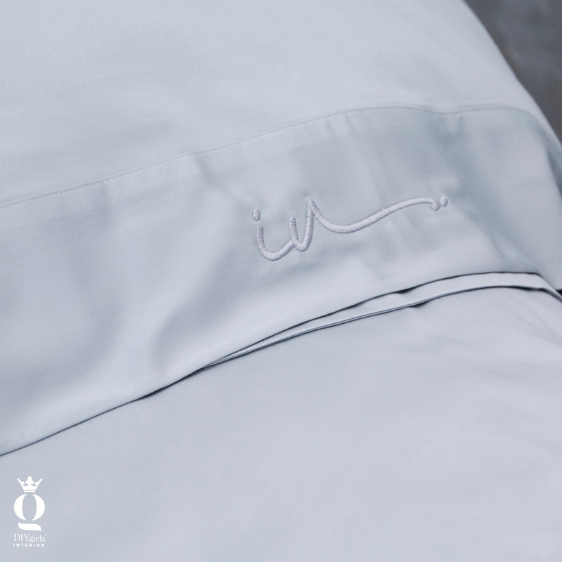 Silver Oxford 500TC Bamboo Cotton Duvet Set - Queen - DIYGIRLS