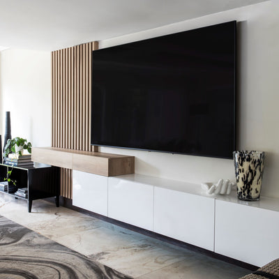 Slim Slatted TV Wall Unit - DIYGIRLS