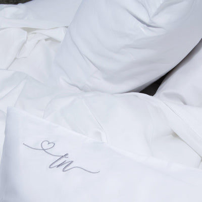 White Personalised King Flat Sheet - 500Tc Cotton Sateen - DIYGIRLS