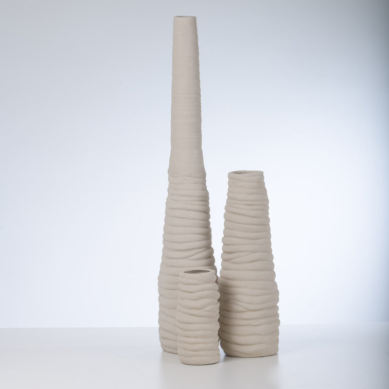 Shongololo Vases In Bisque White